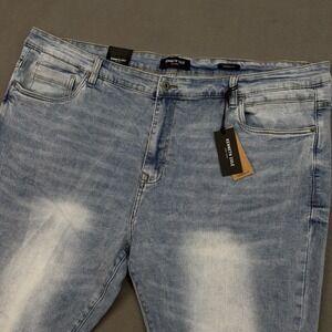 Kenneth Cole Tapered Fit Jeans Mens 46x30 Light Wash Blue Fade Stretch Denim